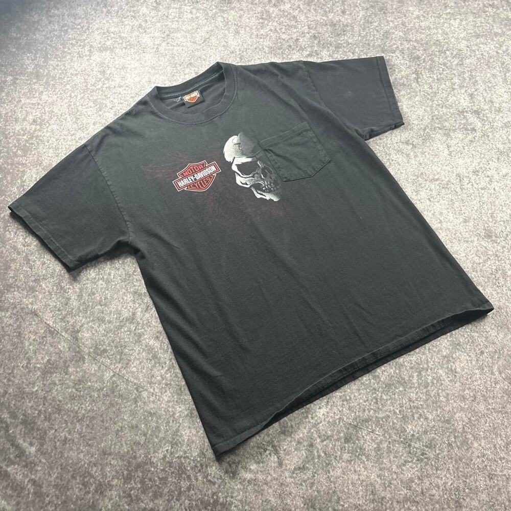Harley-Davidson Skull Pocket T-Shirt San Jacinto Pasadena Texas Mens Large Black